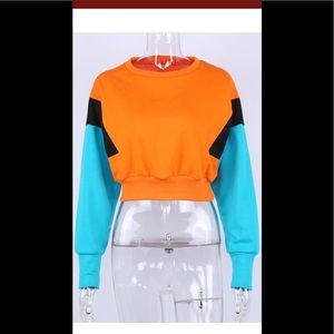 Cropped color block sweatshirt